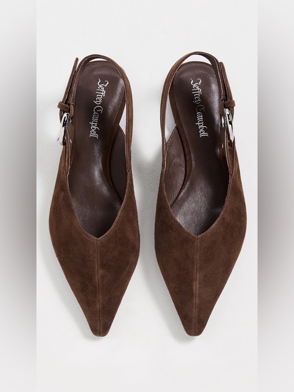 Jeffrey Campbell Scone Suede Slingback Flats Brown Espresso Pointed Toe Size 6.5